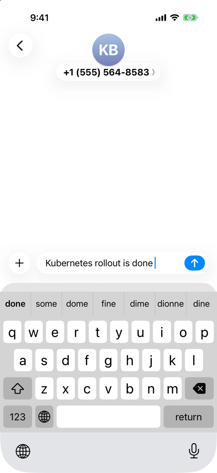 SwishKey in Messages after the import, with Kubernetes rollout is done typed by swiping